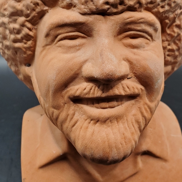 Bob Ross Artist Vintage Look Terracotta Redware Clay Chia Pet Pottery Head Bust - Picture 2 of 11